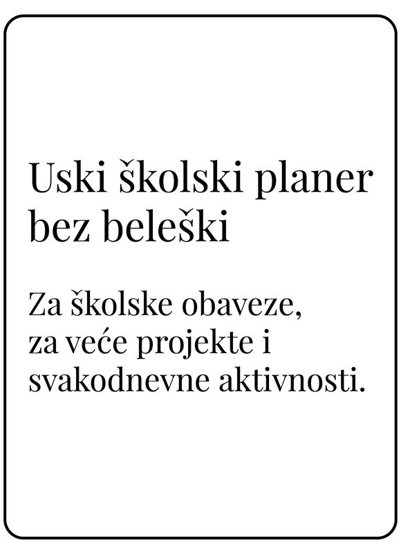 Uski školski planer bez dela za beleške