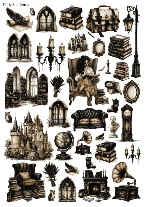 Stikeri &quot;Dark Academia 1&quot;