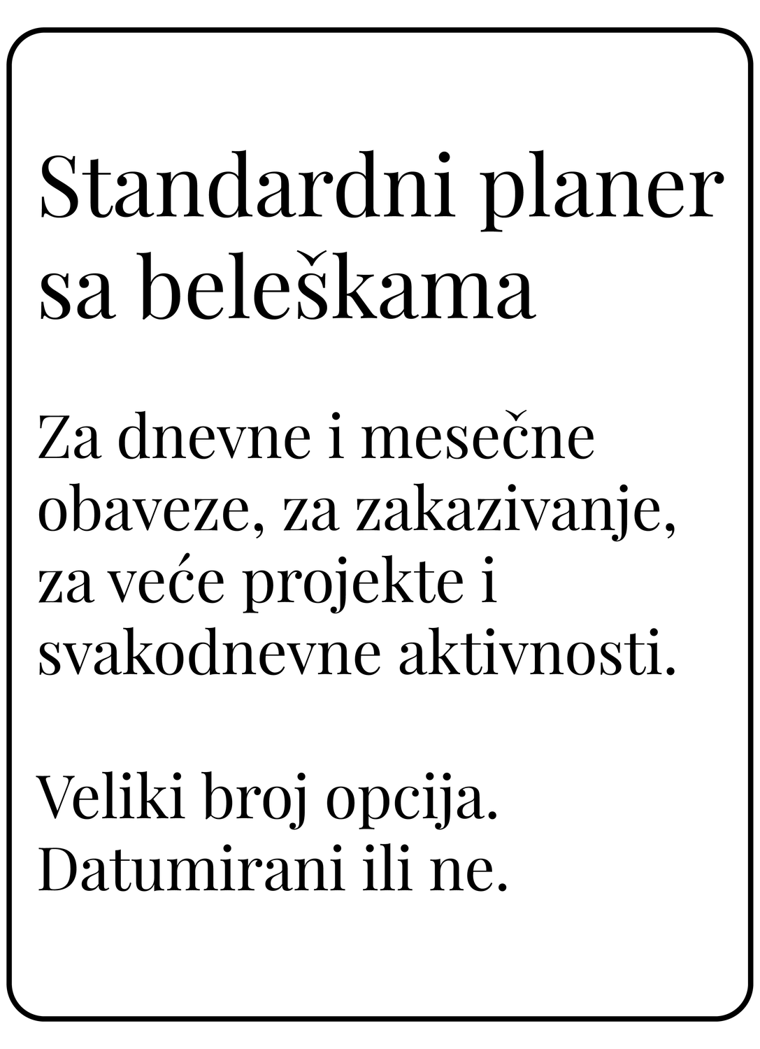 Standardni planer sa delom za beleške (A5)