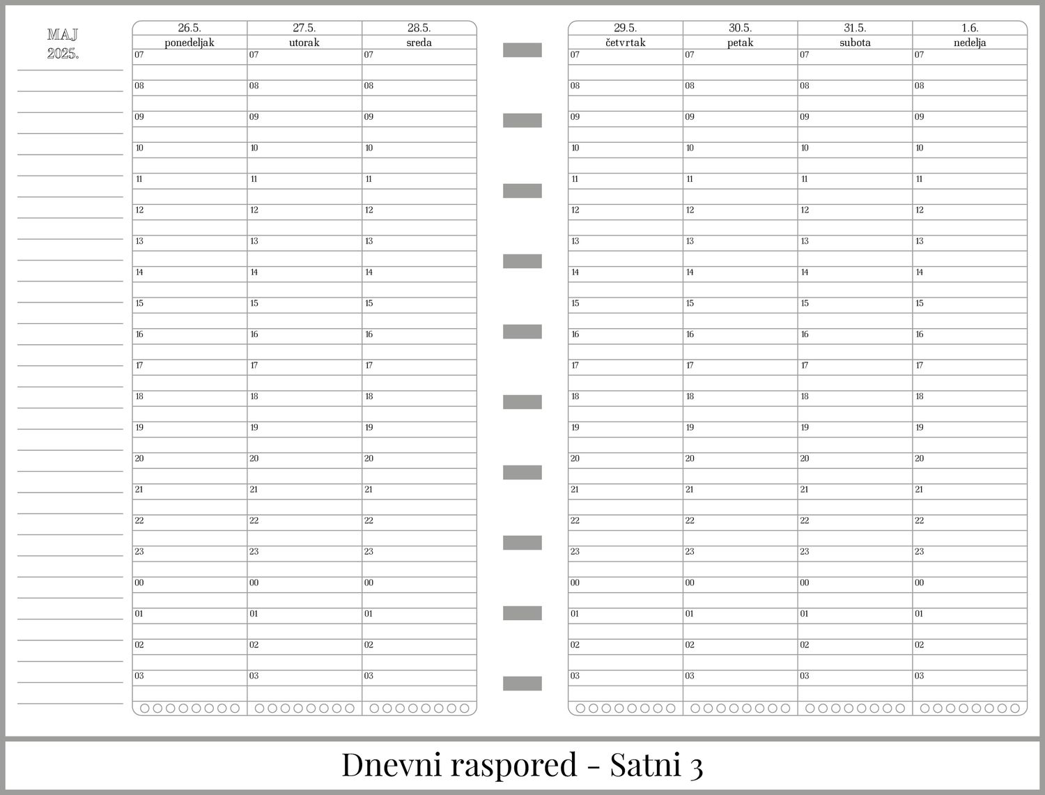 Standardni planer sa delom za beleške (A5)