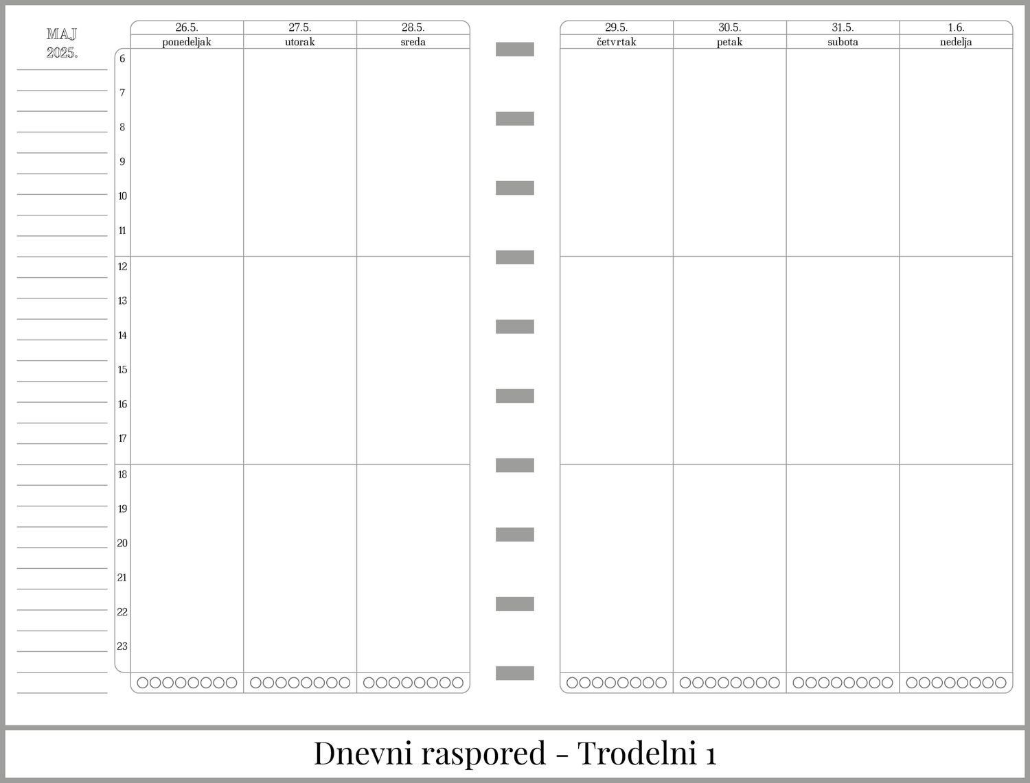 Standardni planer sa delom za beleške (A5)