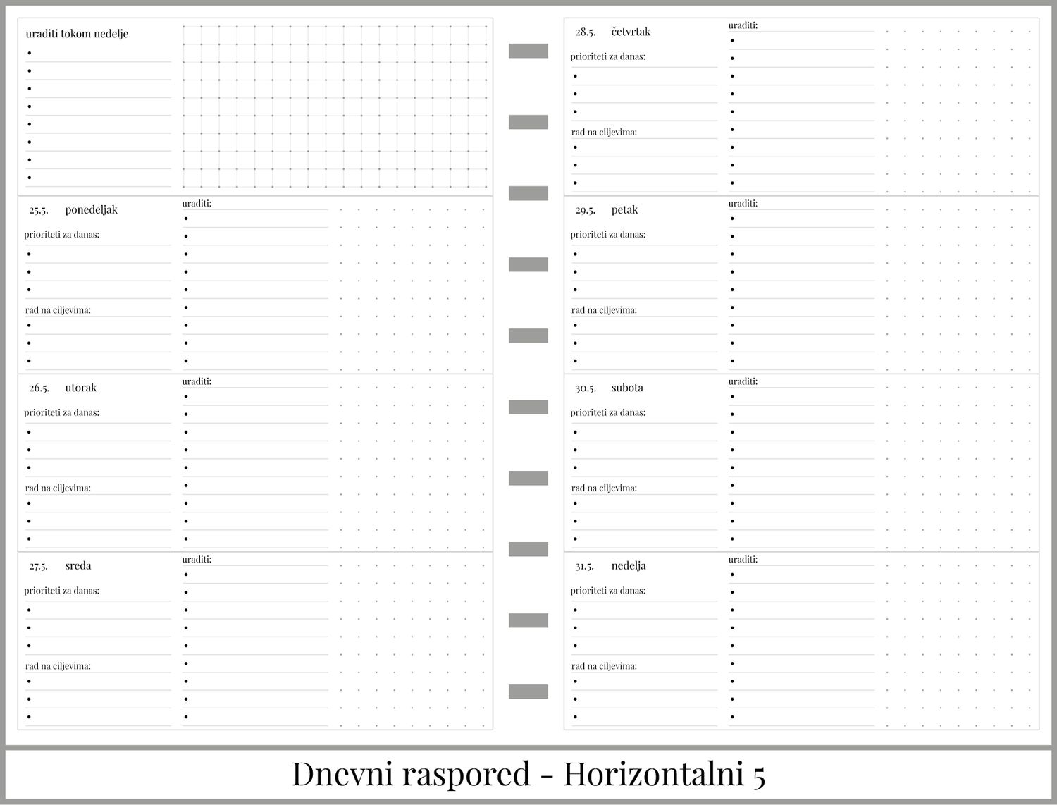 Standardni planer sa delom za beleške (A5)