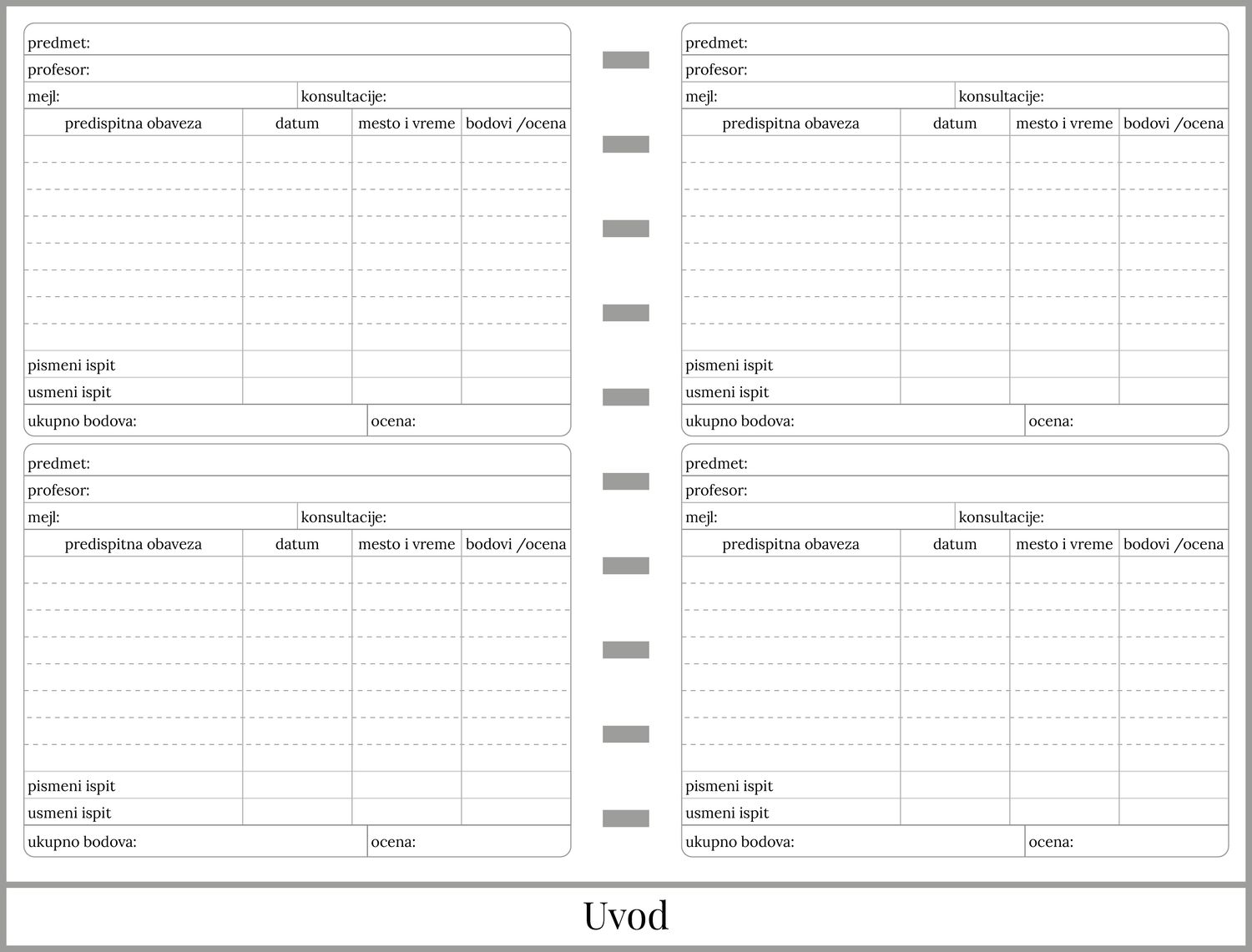Studentski planer sa delom za beleške (A5)