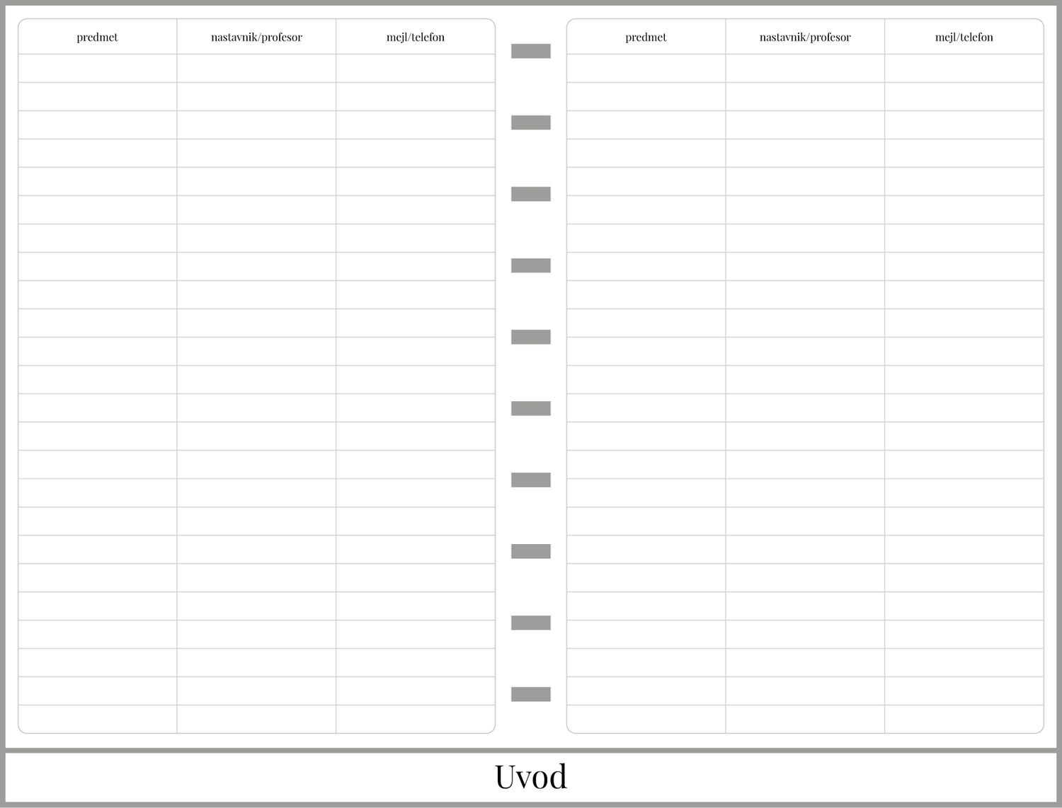 Školski planer sa delom za beleške (A5)