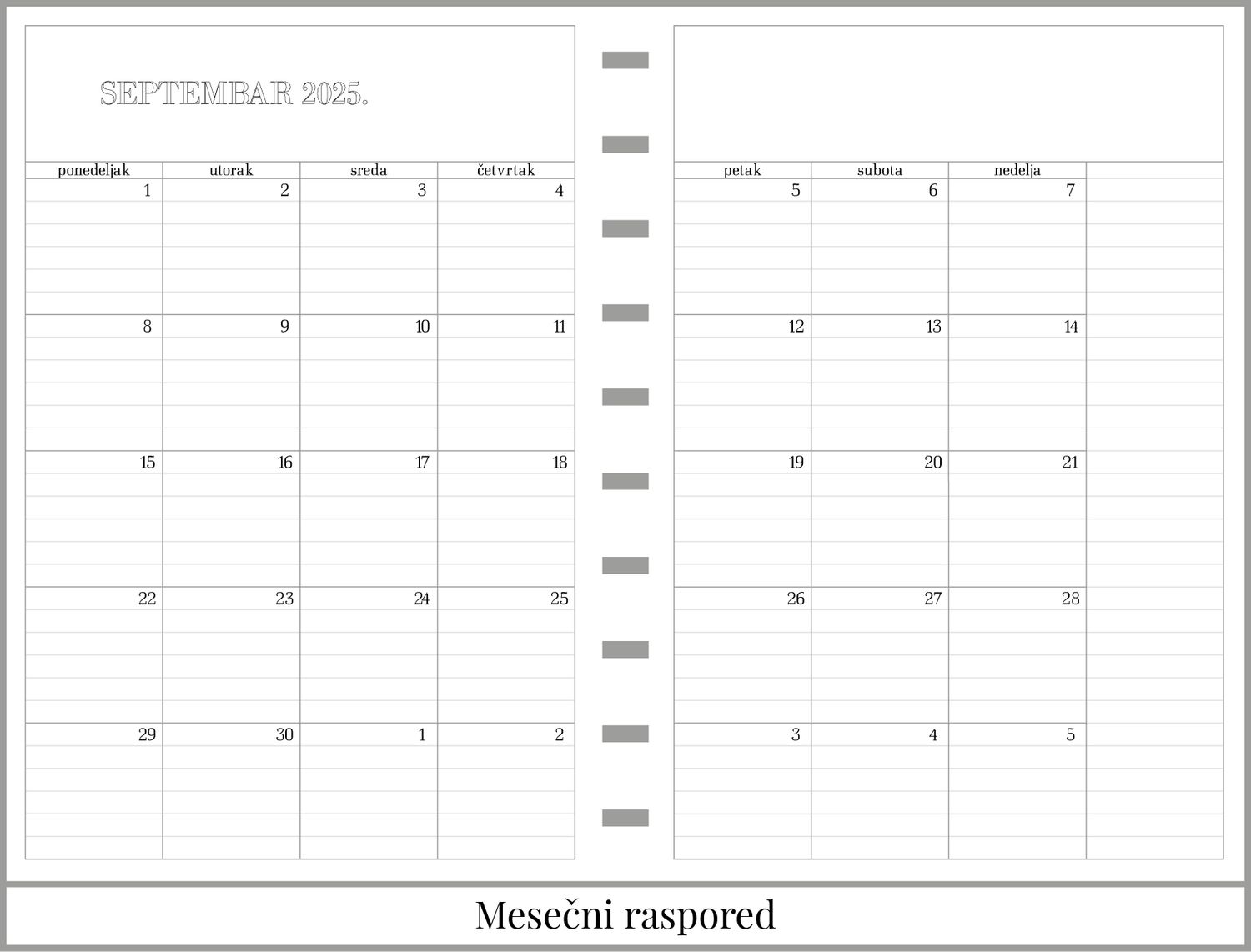 Školski planer sa delom za beleške (A5)