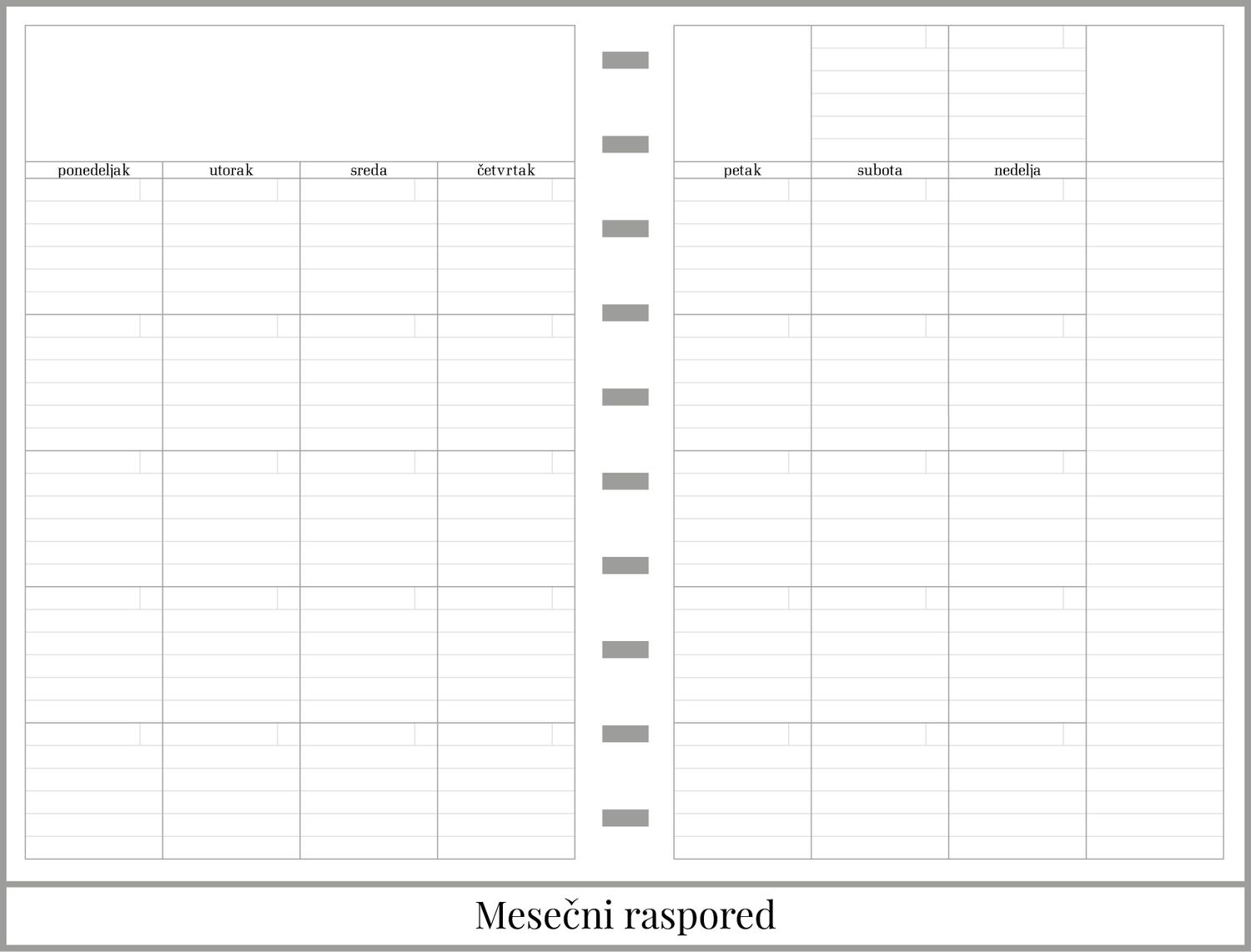 Školski planer sa delom za beleške (A5)