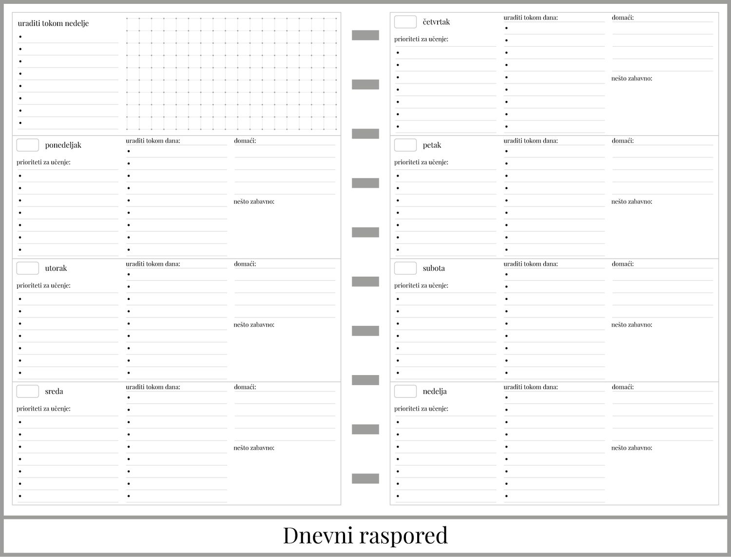 Školski planer sa delom za beleške (A5)