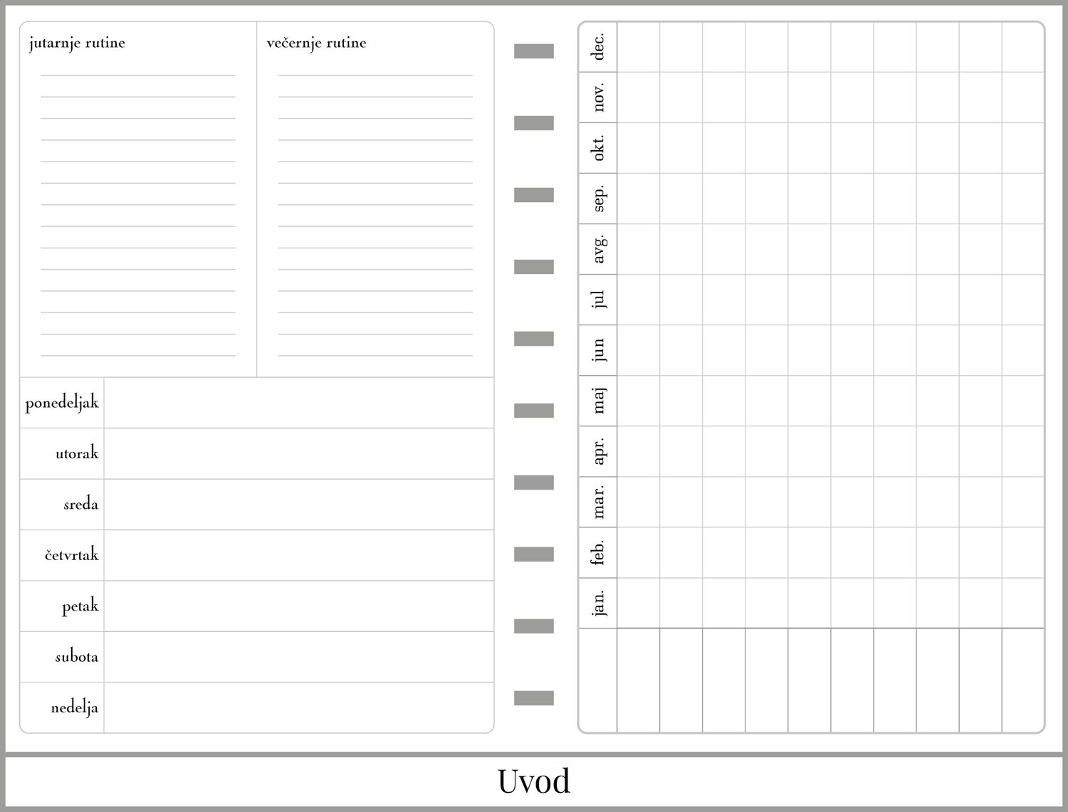 Standardni planer bez dela za beleške (A5)
