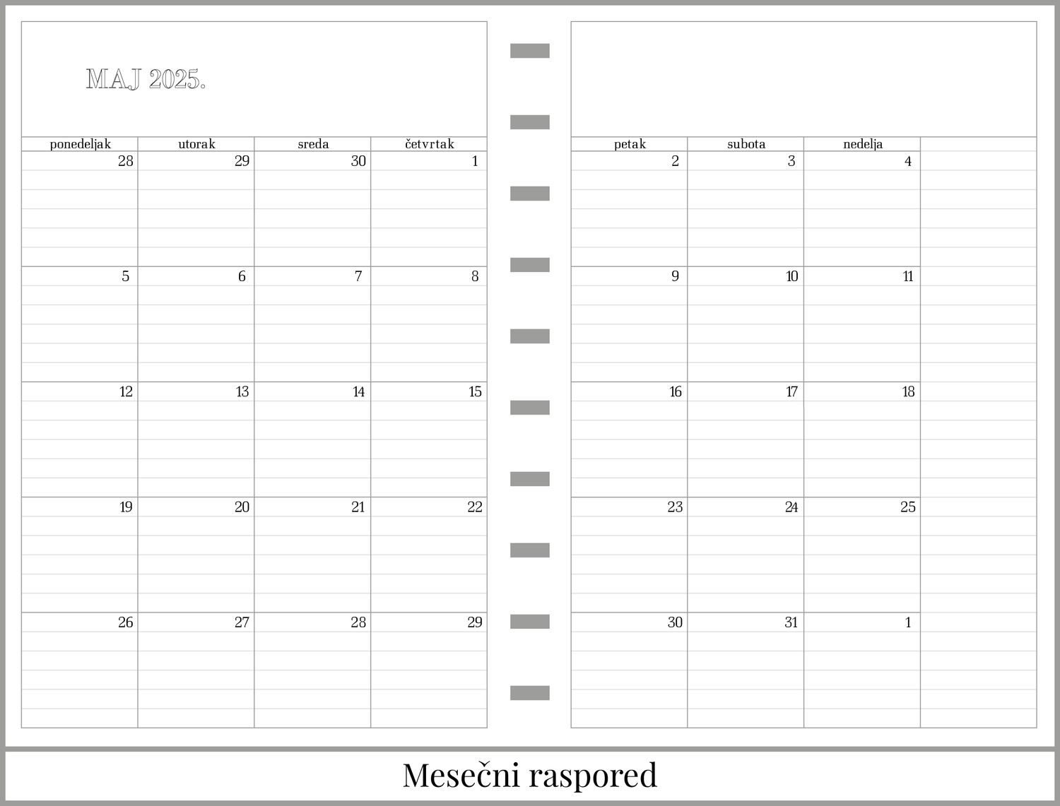 Planer za šest meseci | 90 listova (A5)