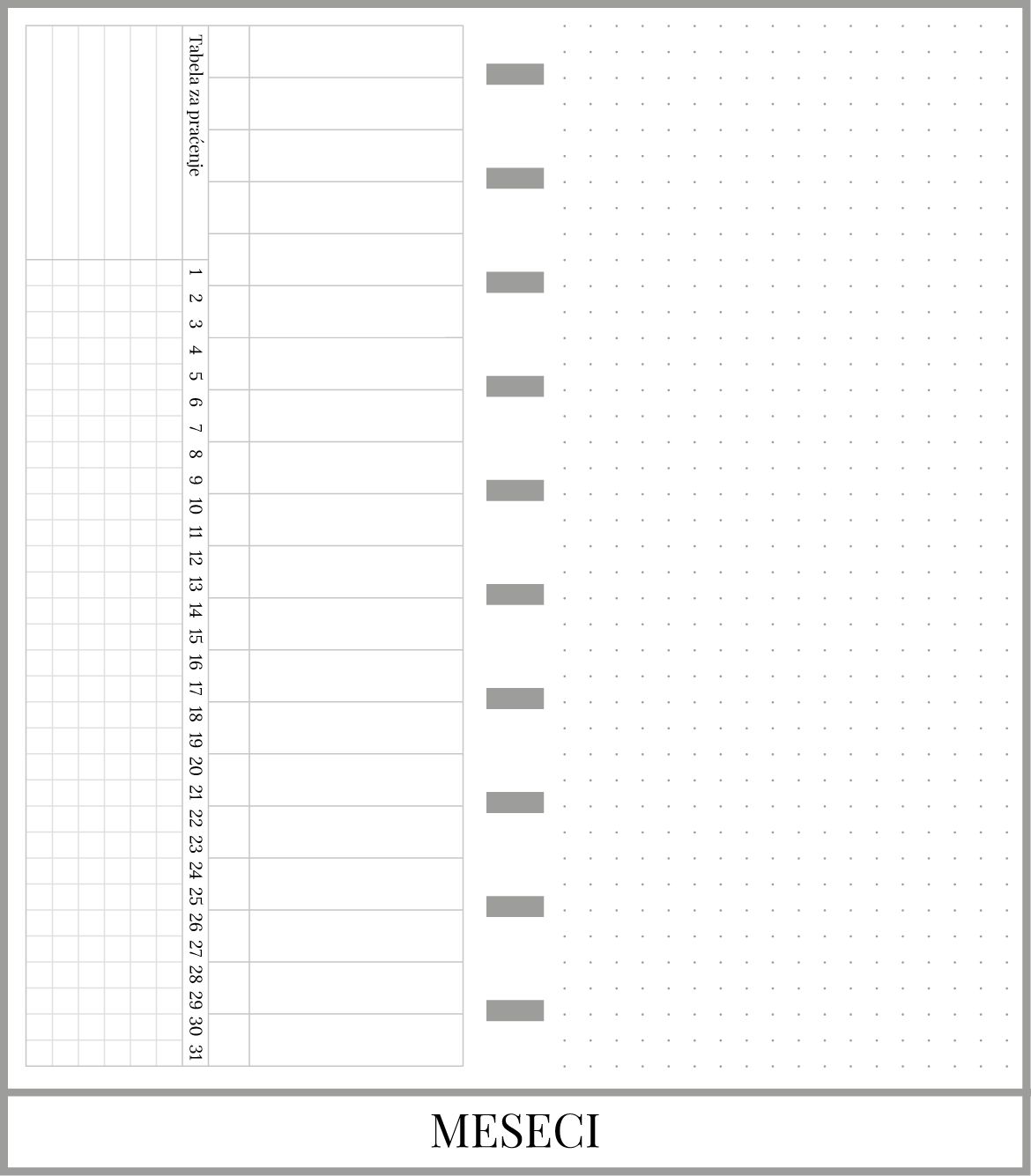 Uski školski planer bez dela za beleške (99x210)