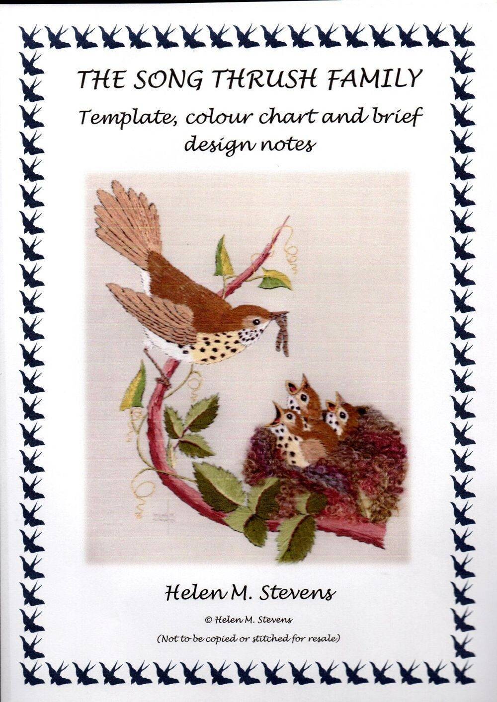 THE SONG THRUSH FAMILY - Hand Embroidery Design