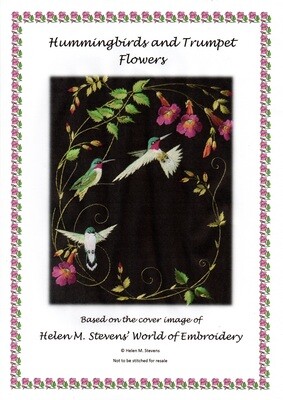 HUMMINGBIRDS AND TRUMPET FLOWERS - Hand Embroidery Design