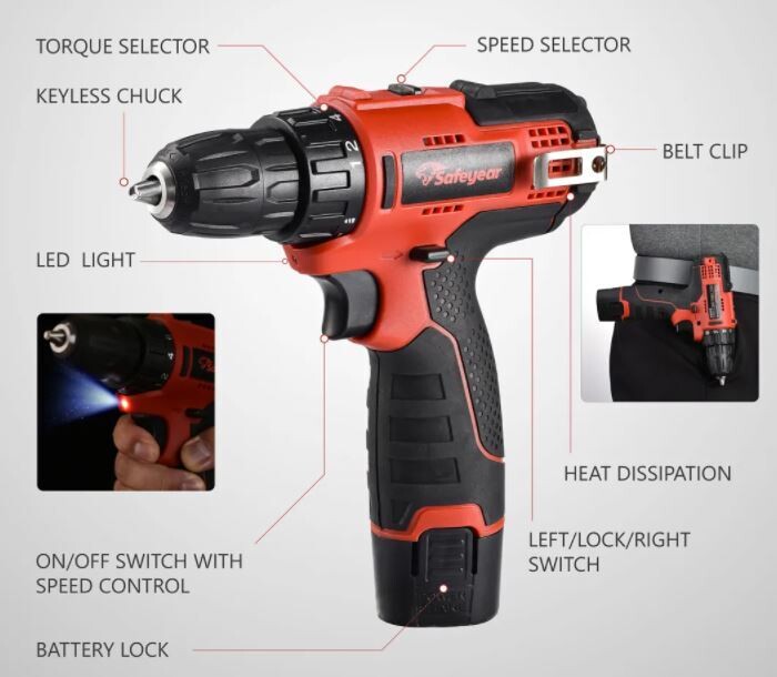 SAFETYEAR 12V Cordless Drill