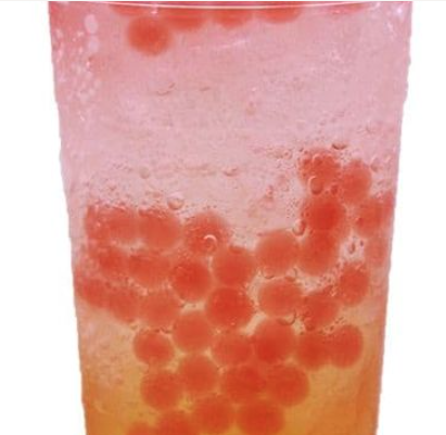 Peach Soda with Strawberry Popping Balls