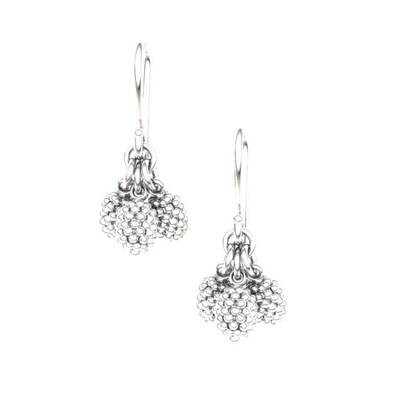 Sterling Silver Earrings Blackberries Cluster