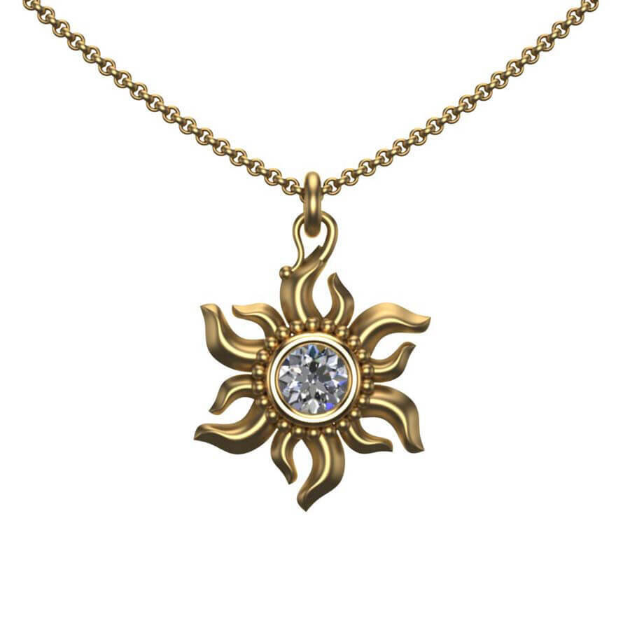 Sun Necklace - Gold and Diamond Spiral Sun Pendant - Sun Jewelry –  caligodesign.com