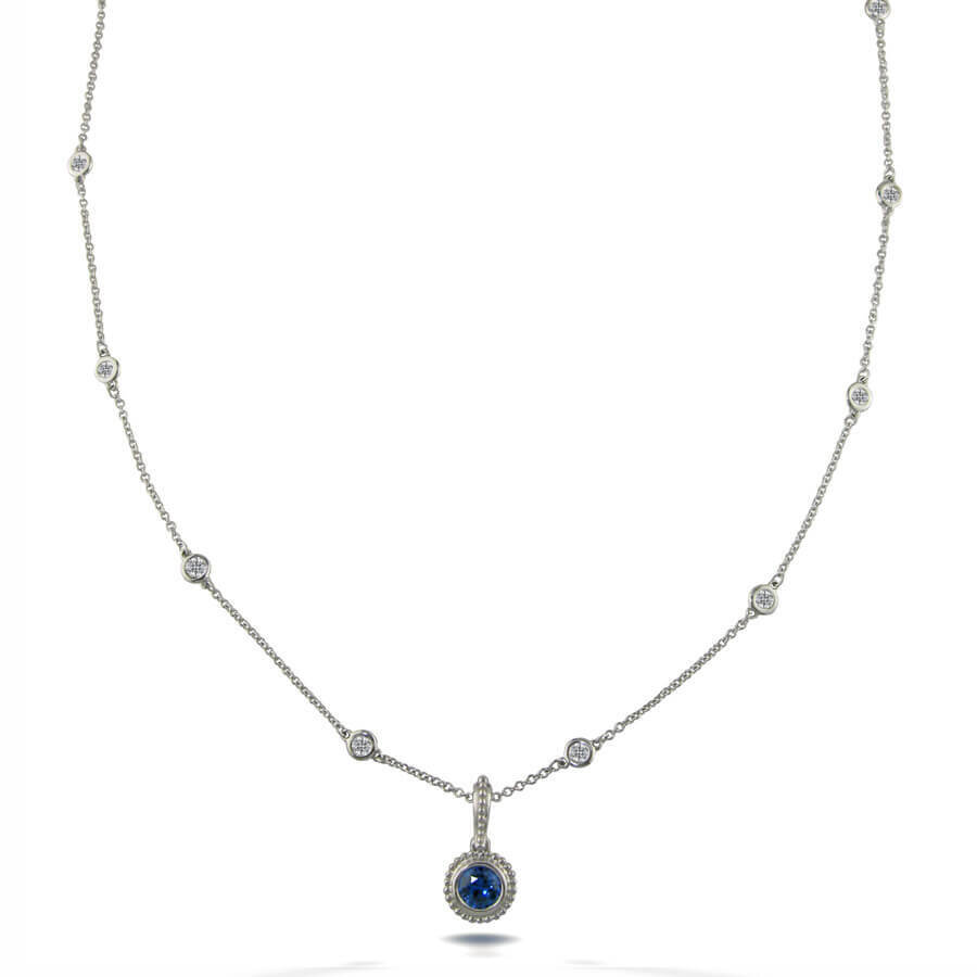 Blue Sapphire and Diamond Avalon Necklace