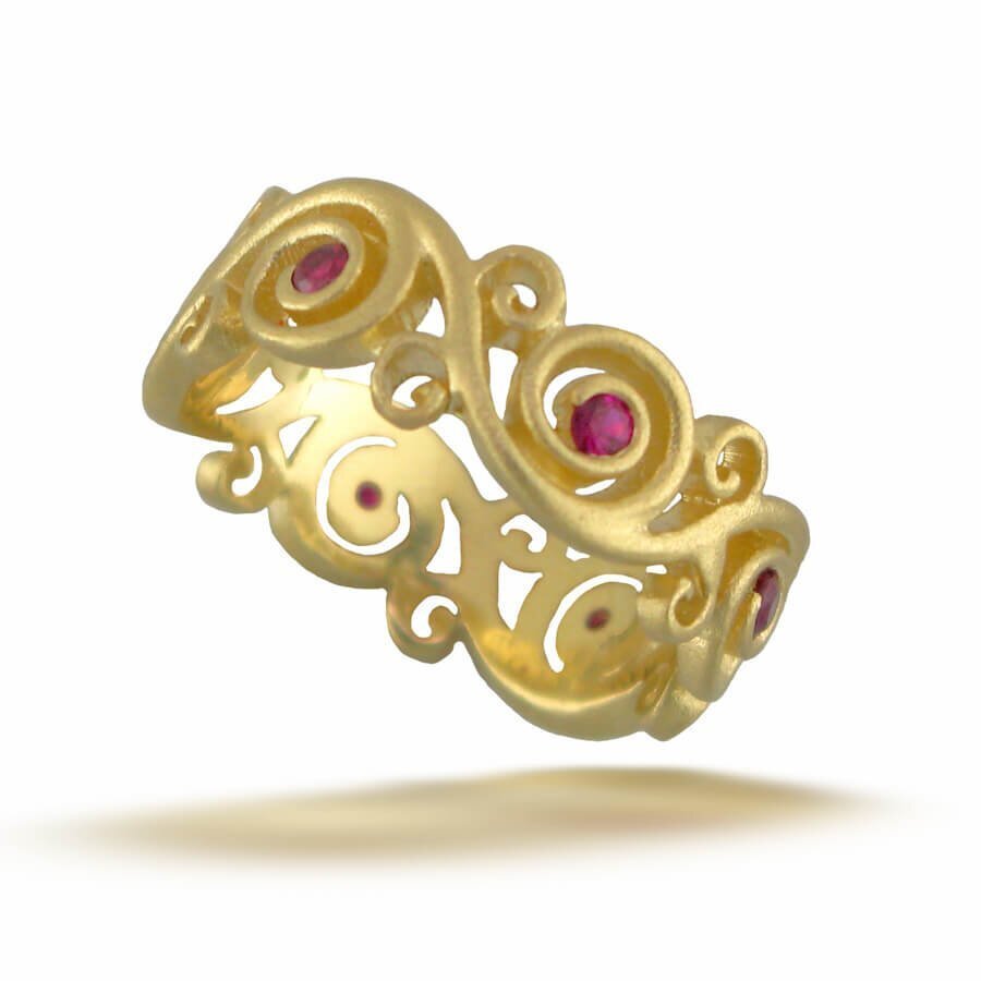 18k Yellow Gold and Ruby Vine Ring