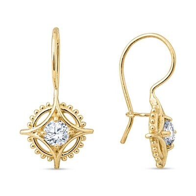 Medicine Wheel Earrings Lab Grown Diamond 18k Yellow Gold
