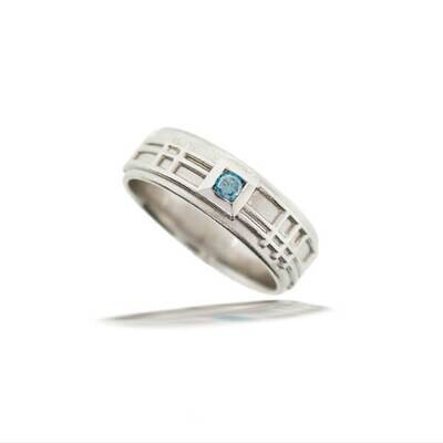 Prairie Style Teal Blue Diamond Wedding Ring 18k Gold
