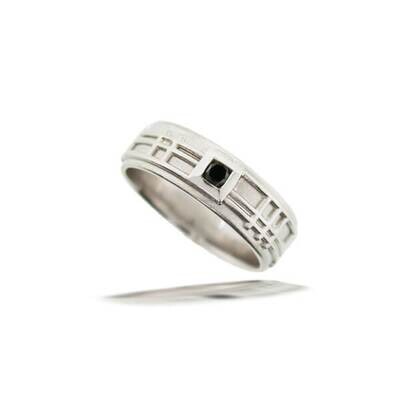 Prairie Style Black Diamond Wedding Ring 18k Gold