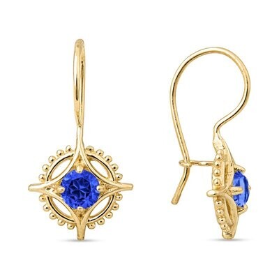Medicine Wheel Earring with Sapphire 18k Gold