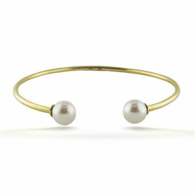 18k Gold Cultured Pearl Cuff Bracelet