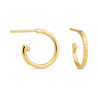 Hammered 18k Gold Hoops Small