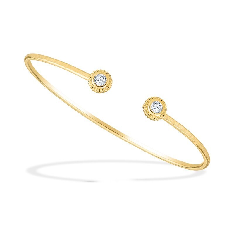 Avalon Cuff Bracelet Hand Wrought 18k Gold Lab Grown Diamonds 0.35 carat
