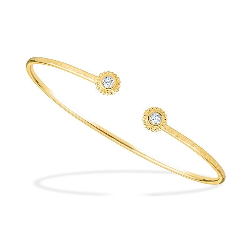 Avalon Cuff Bracelet Hand Wrought 18k Gold with Lab Diamonds 0.24 carat