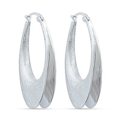 Medium Oval Anticlastic Hoop Earrings - White