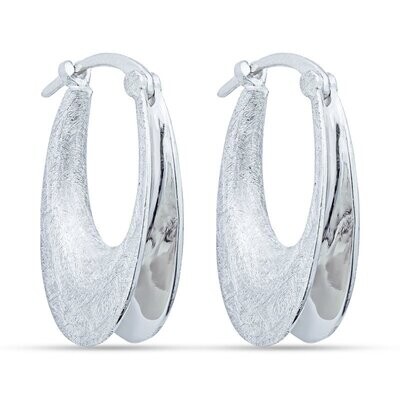 Small Oval White Anticlastic Hoop Earring