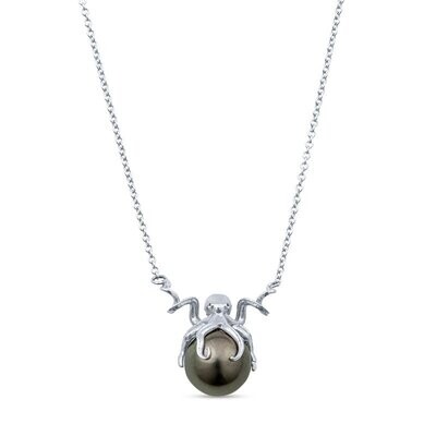 Playful Octopus Necklace Cultured Tahitian Pearl