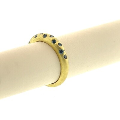 Yellow Gold Polka Dot Blue Diamond Stacker Ring