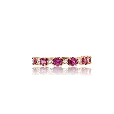 Rose Gold Pink Sapphire and Diamond Band