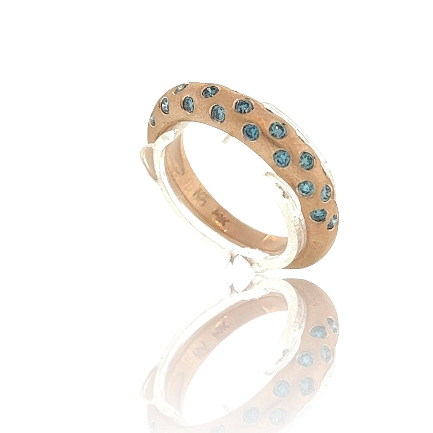 Pink Gold Polka Dot Stacker with Blue Diamonds
