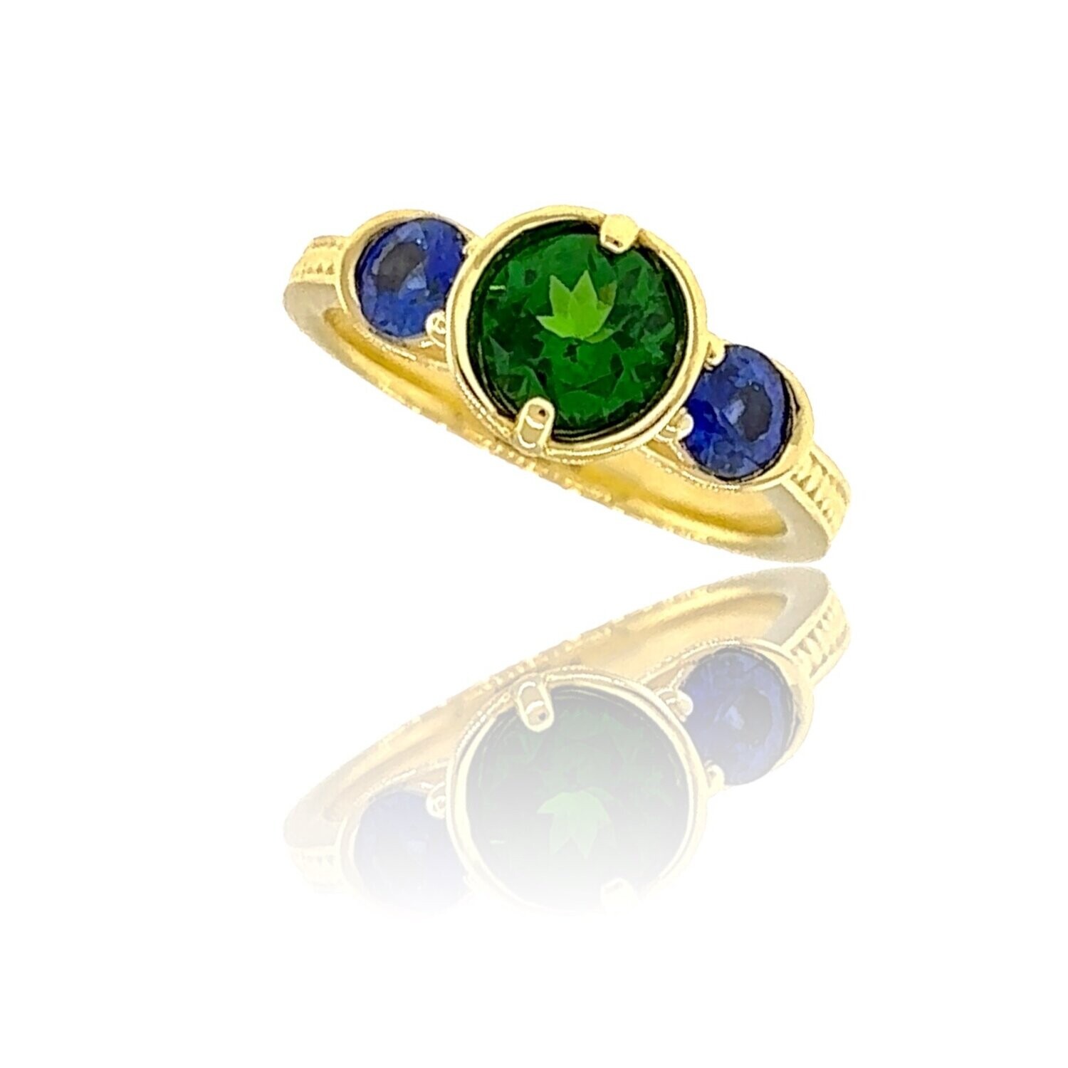 Petalo Tsavorite + Sapphire Ring 18k Yellow Gold
