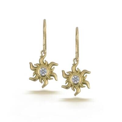 18k Gold Diamond Sun Earrings