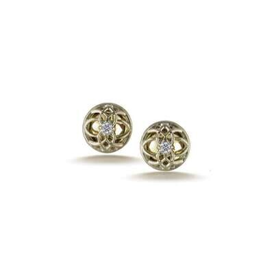 18k Gold Earrings Mini Diamond Octave Reflection
