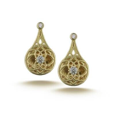 18k Gold Diamond Drop Earrings Octave Reflection