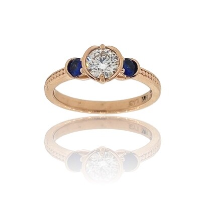 Petalo Ring with Lab Diamond and Sapphire in Rose Gold