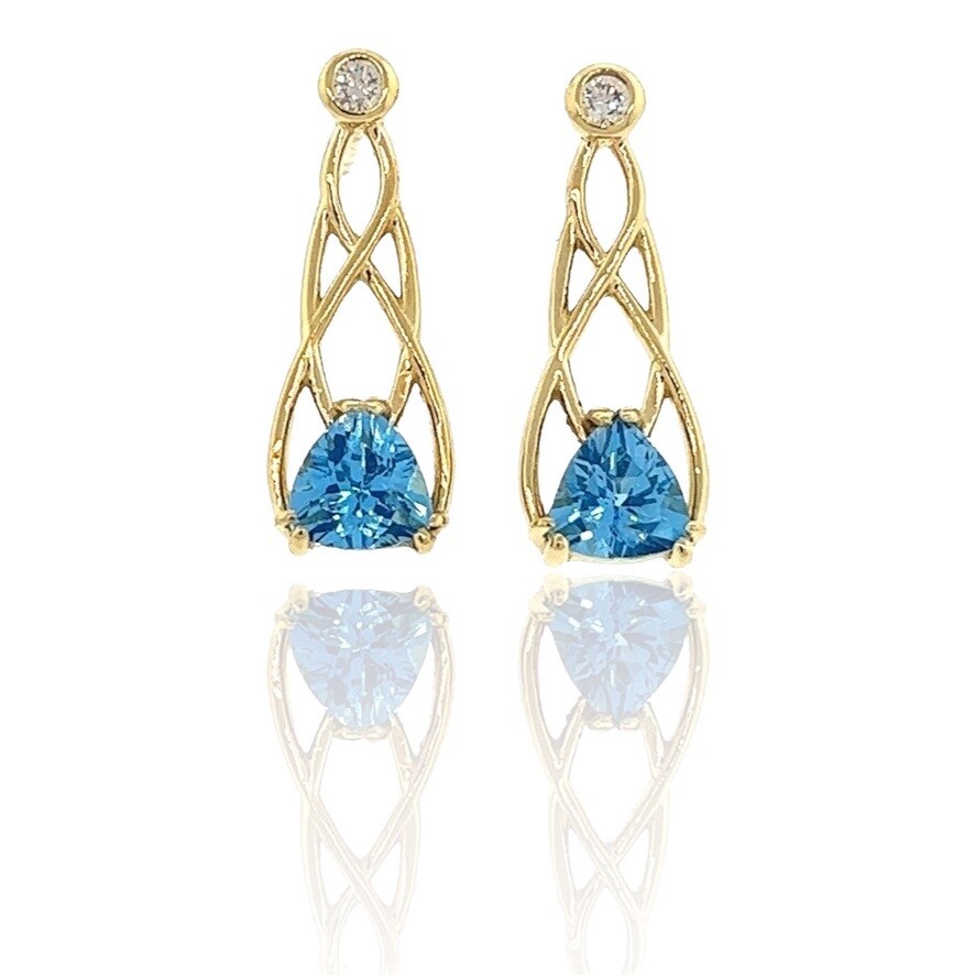 Flame Earrings With Blue Topaz