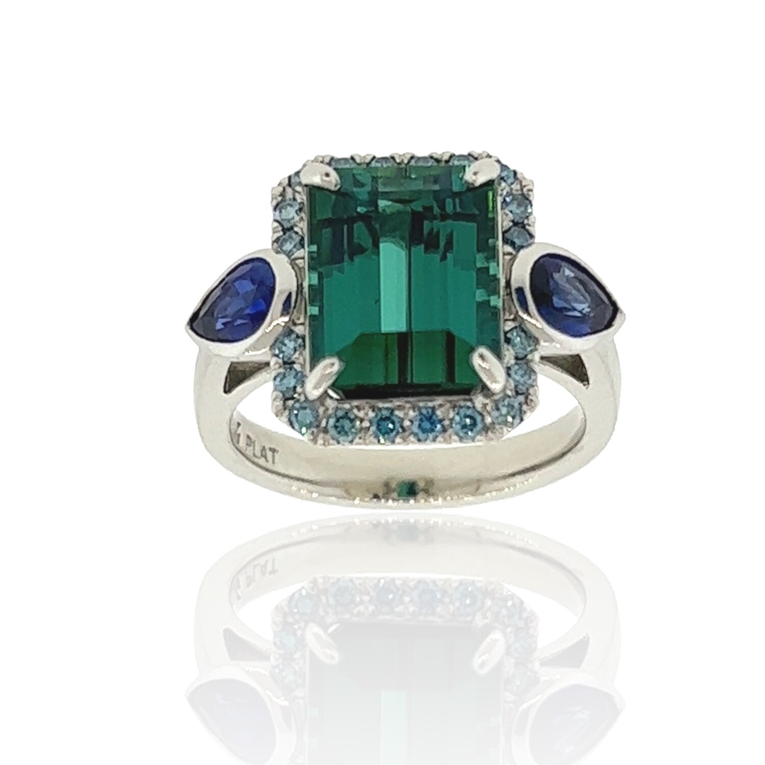 Blue Indicolite Tourmaline and Diamond halo Ring – ForeverJewels Design  Studio 8