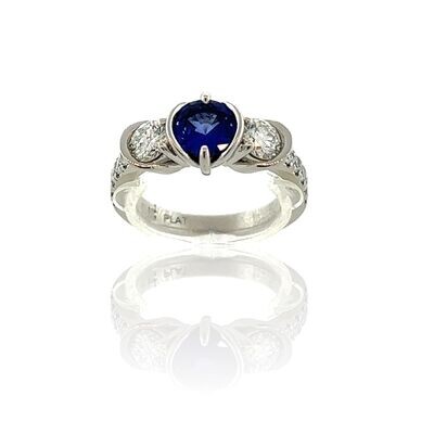 Sapphire + Diamond Petalo Platinum Ring