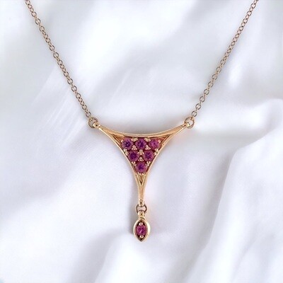 Rose Gold Triangle Pendant with Pink Sapphire