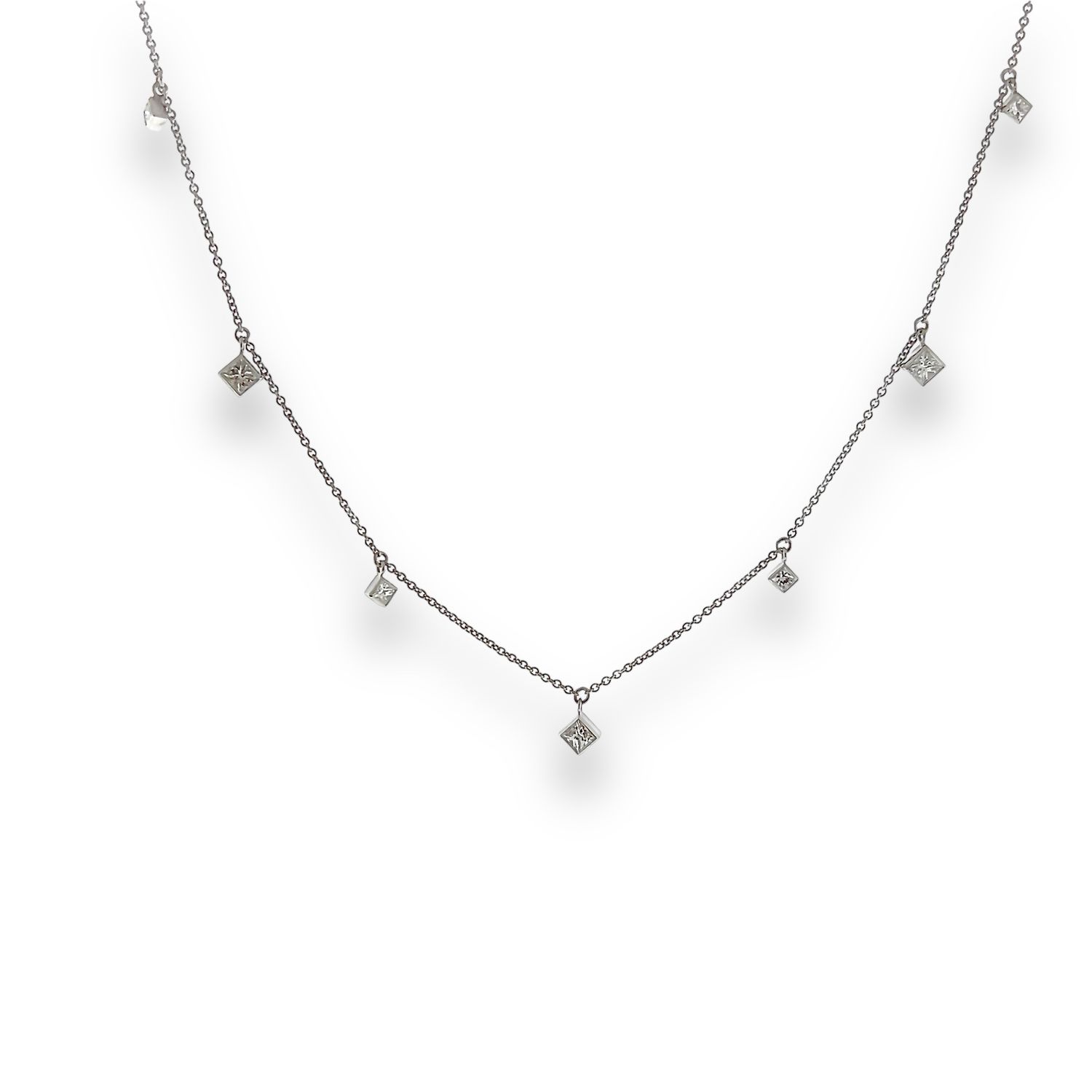 Square  Hanging Diamond Chain Necklace