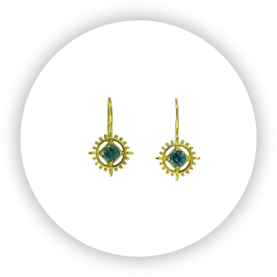 Montana Sapphire Medicine Wheel Earrings