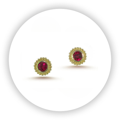 18k Yellow Gold Ruby Avalon Earrings