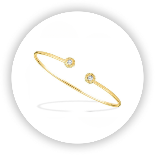 Avalon Cuff Bracelet Hand Wrought 18k Gold with Lab Diamonds 0.24 carat