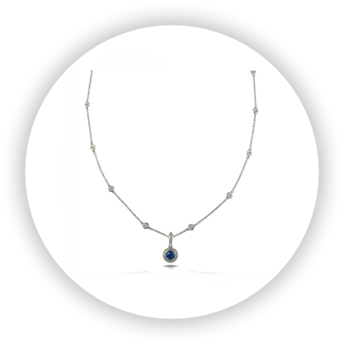 Blue Sapphire and Diamond Avalon Necklace